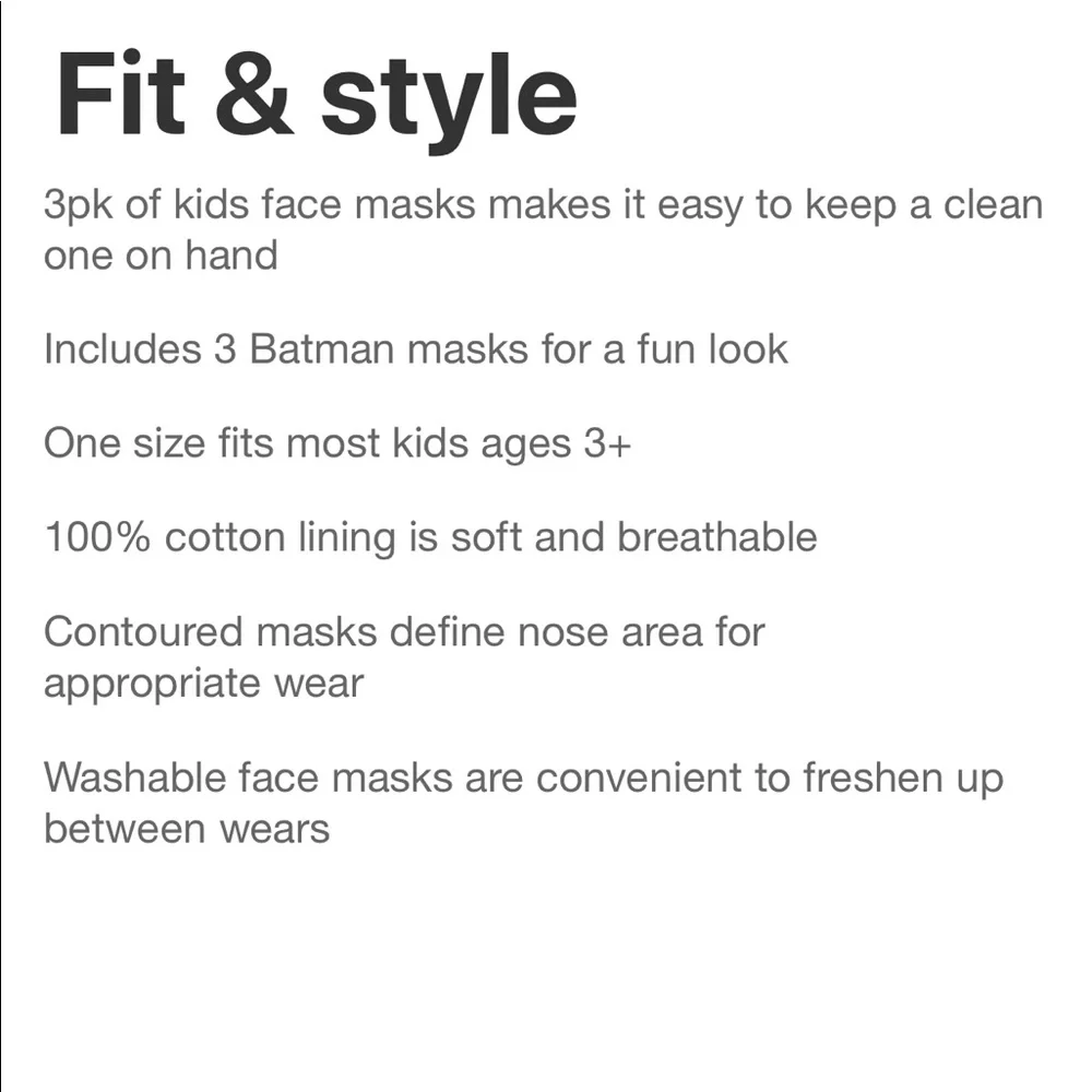 Batman Children’s washable face mask set of 3